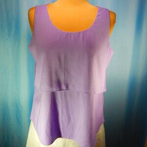 Calvin Klein Pale Lavender Layered Sleeveless Blouse Women's Size Large EUC